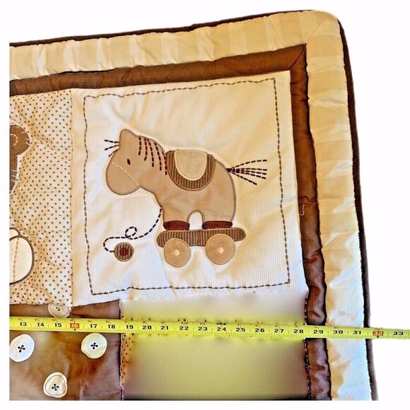 Tiddliwinks Baby Quilt Comforter Blanket Tan Cream Brown Giraffe Bear Horse - Picture 5 of 9